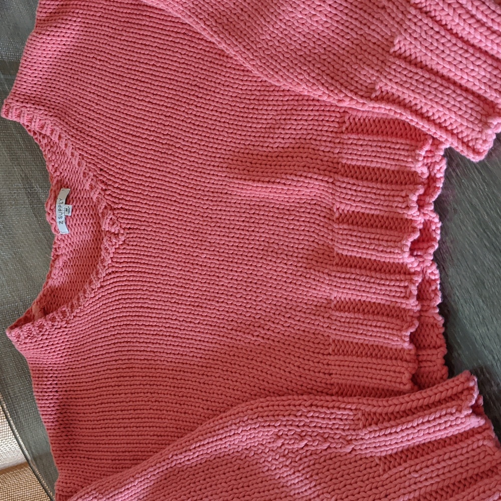 Z Supply Vida Sweater Women M Sunset Pink Medium Weight Knit V Neck Long Sleeve - Picture 3 of 8